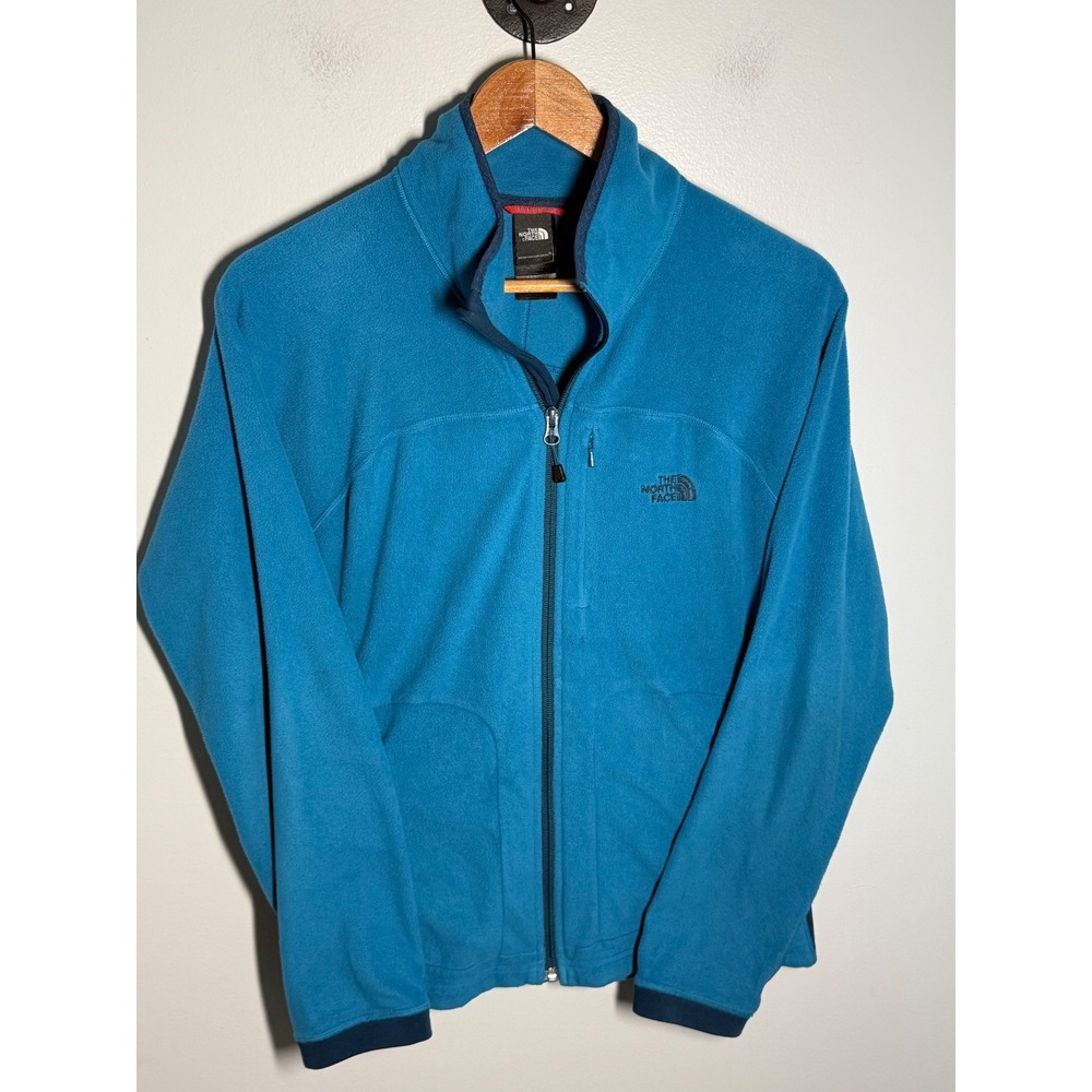 The North Face Womens XL Full Zip Fleece Jacket Turquoise Blue Mock Neck Outdoor
